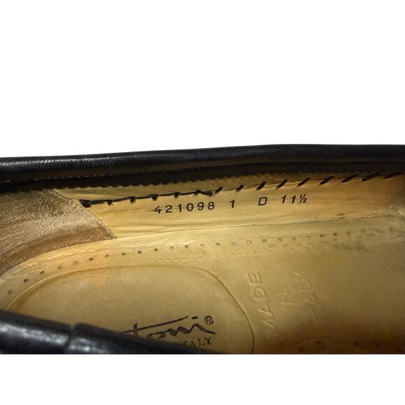 Santoni Tassel Loafers Men’s Size 11.5 D Black Leather Dress Shoes Made in Italy